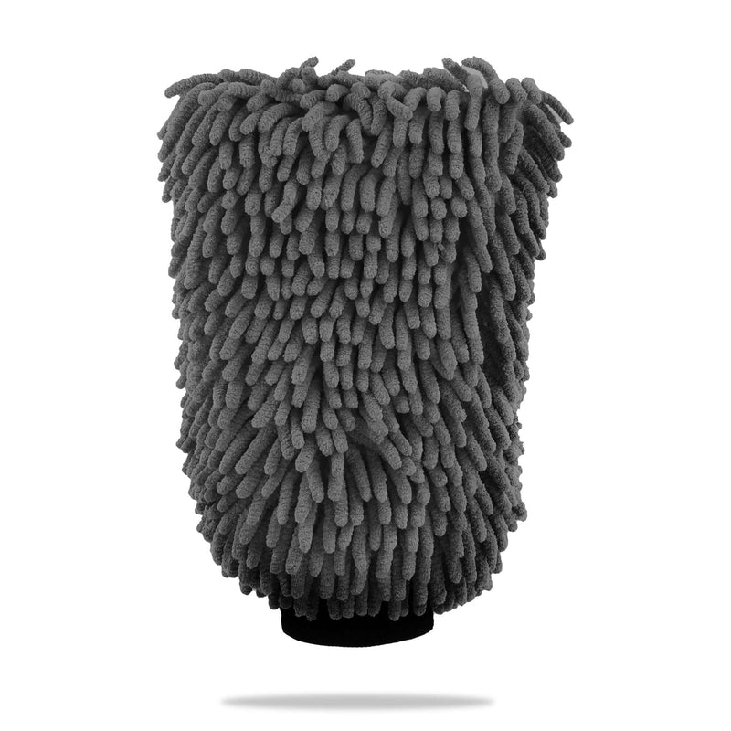 Load image into Gallery viewer, Grey microfiber chenille car wash mitt, suitable for all car models including R32, R33, and S14. New condition.