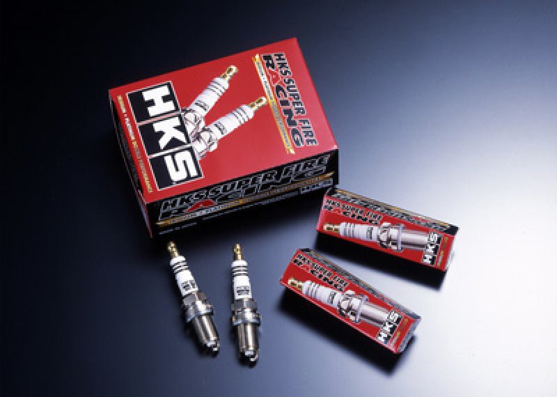 Load image into Gallery viewer, HKS M-Series spark plugs for VQ35HR engines, shown with red and black branded product boxes on a black background.