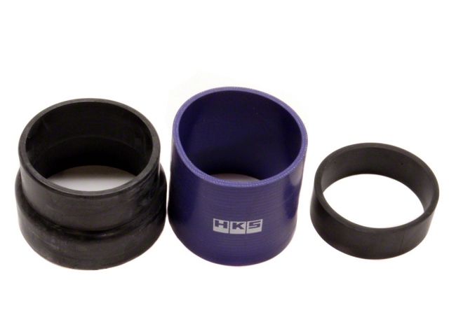 Load image into Gallery viewer, HKS silicone intake couplers for Nissan S14/S15 SR20DET, featuring one purple branded coupler and two black ones.
