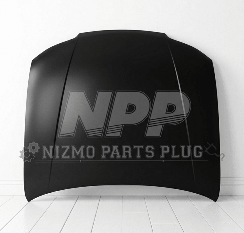 Load image into Gallery viewer, Black OEM hood assembly for Nissan S15 Silvia, shown in new condition against a white background.