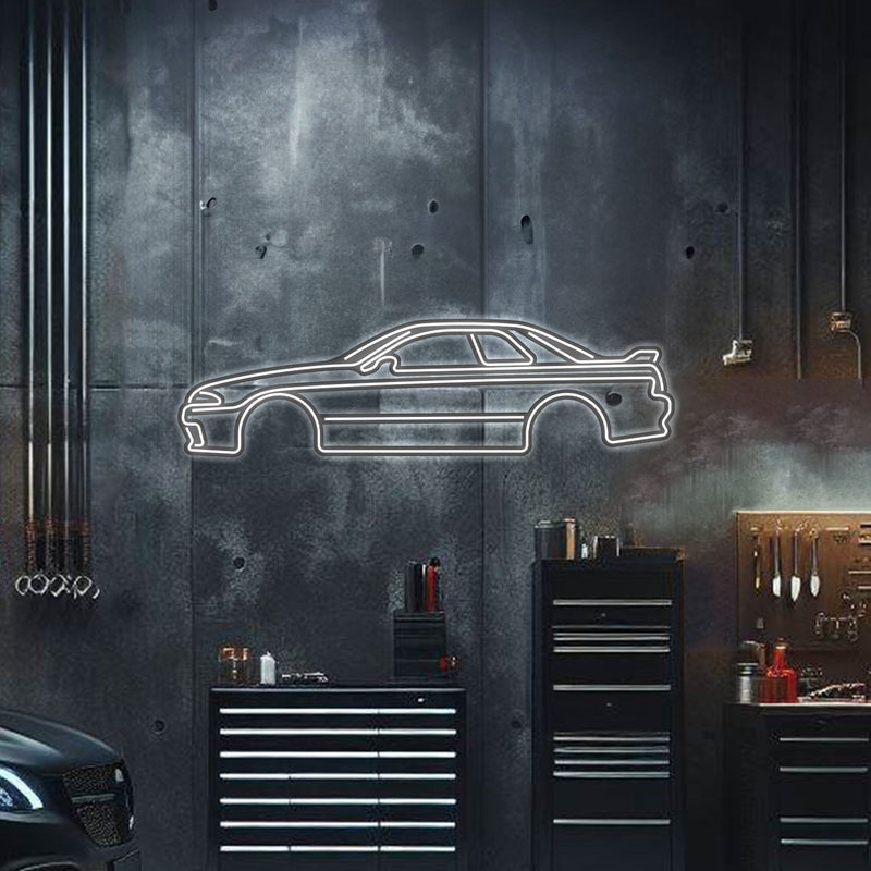 Cargue la imagen en el visor de la galería, Skyline GT-R R32 Metal Neon Car Wall Art - MTN0035