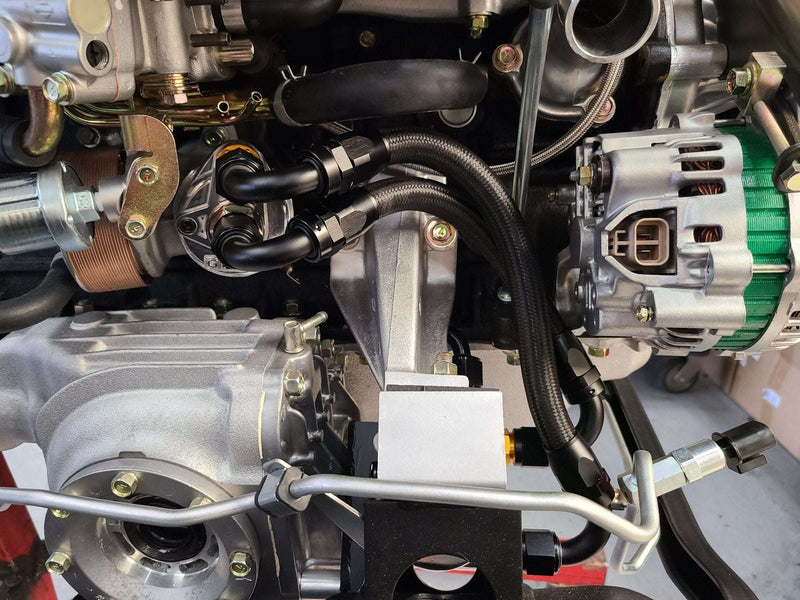 Load image into Gallery viewer, U.P.G Skyline GTR oil filter relocation kit with Greddy oil cooler adapter