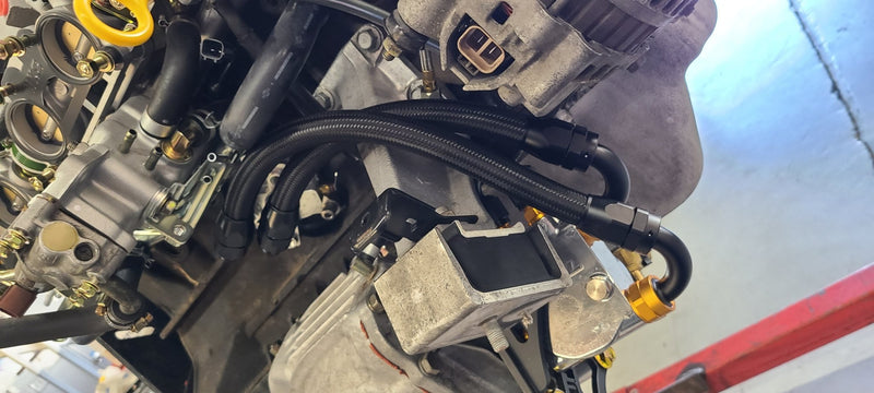 Load image into Gallery viewer, U.P.G Skyline GTR oil filter relocation kit with Greddy oil cooler adapter with Taarks block adapter