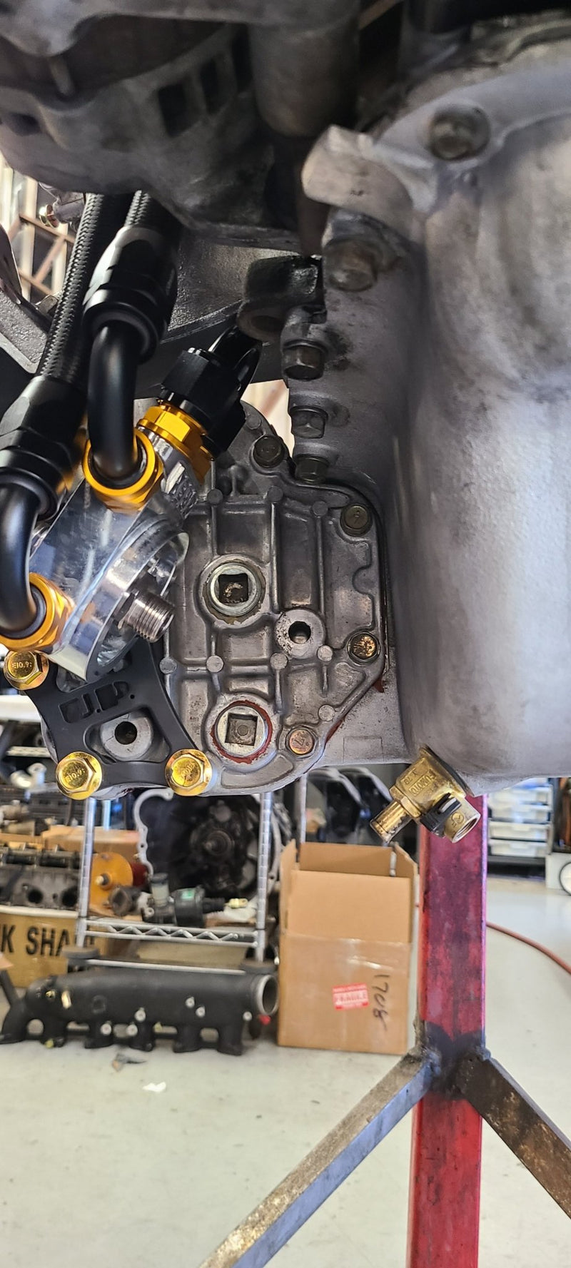 Load image into Gallery viewer, U.P.G Skyline GTR oil filter relocation kit with Greddy oil cooler adapter with Taarks block adapter