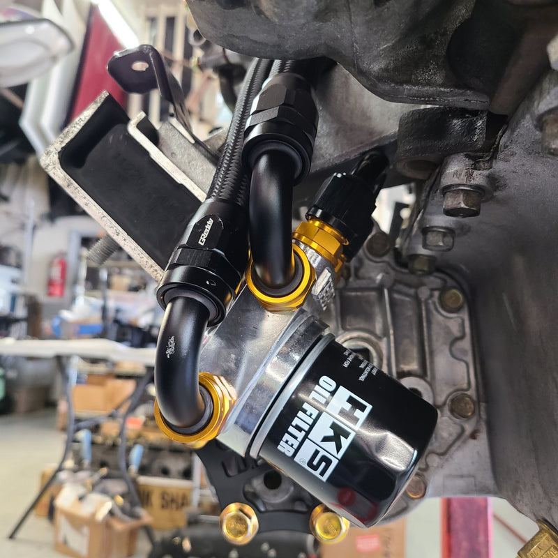 Load image into Gallery viewer, U.P.G Skyline GTR oil filter relocation kit with Greddy oil cooler adapter with Taarks block adapter