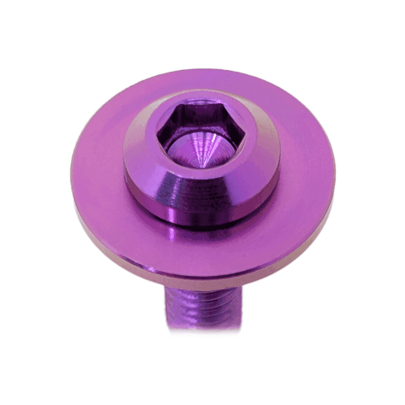 Load image into Gallery viewer, ZSPEC titanium hood fastener for GR Corolla in a polished purple finish with a hexagonal bolt head.