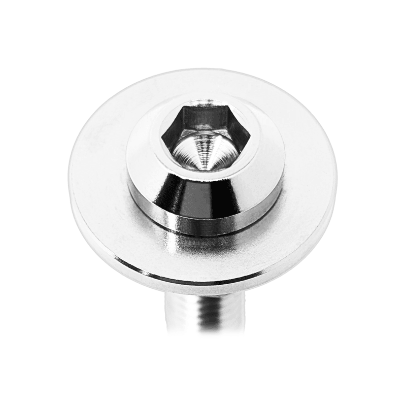 Load image into Gallery viewer, Shiny, silver Grade-5 titanium engine cover fastener for '03-'09 Nissan 350Z, featuring an Allen head hex socket.