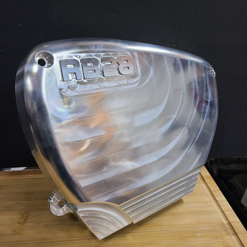 Load image into Gallery viewer, New raw billet aluminum RB26 engine front cover with machined finish, fits Nissan RB26DETT engines.
