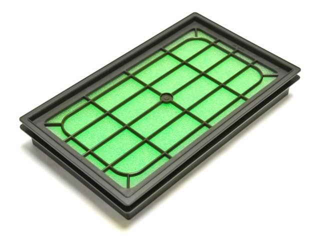 Load image into Gallery viewer, New HKS drop-in air filter for Nissan engines. Features a bright green foam element and black frame.