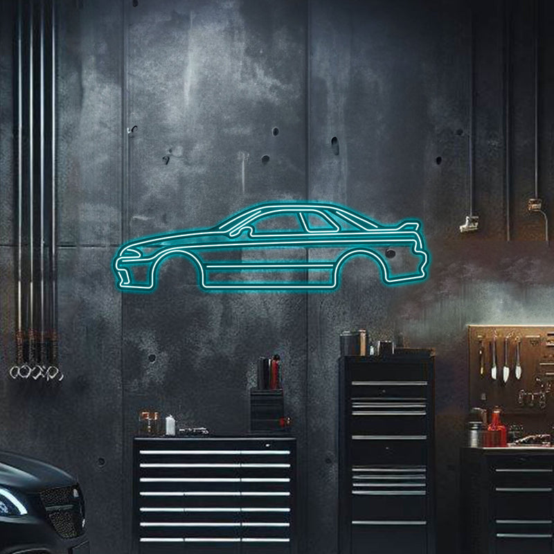 Cargue la imagen en el visor de la galería, Skyline GT-R R32 Metal Neon Car Wall Art - MTN0035