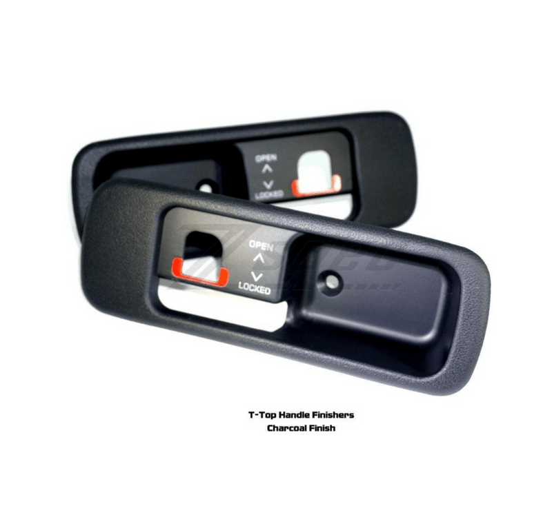 Cargue la imagen en el visor de la galería, ZSPEC charcoal T-top handle finishers for Nissan Z32 300ZX (non-locking), set of two new parts.