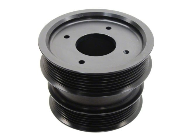 Load image into Gallery viewer, Black dual-groove HKS supercharger pulley for Nissan 350Z VQ35DE, shown in new, clean condition.