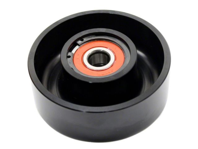 Load image into Gallery viewer, Black HKS supercharger idler pulley with orange bearing for Nissan 350Z VQ35DE.
