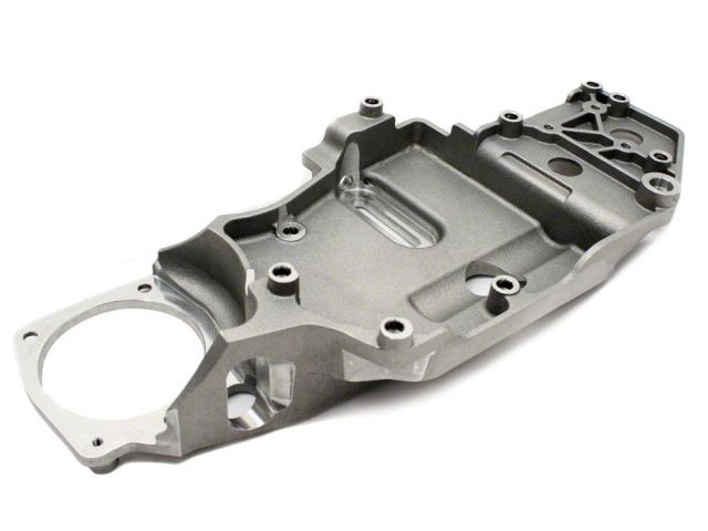 Load image into Gallery viewer, HKS supercharger mounting bracket for Nissan 350Z VQ35DE. Grey cast aluminum finish with machined details.