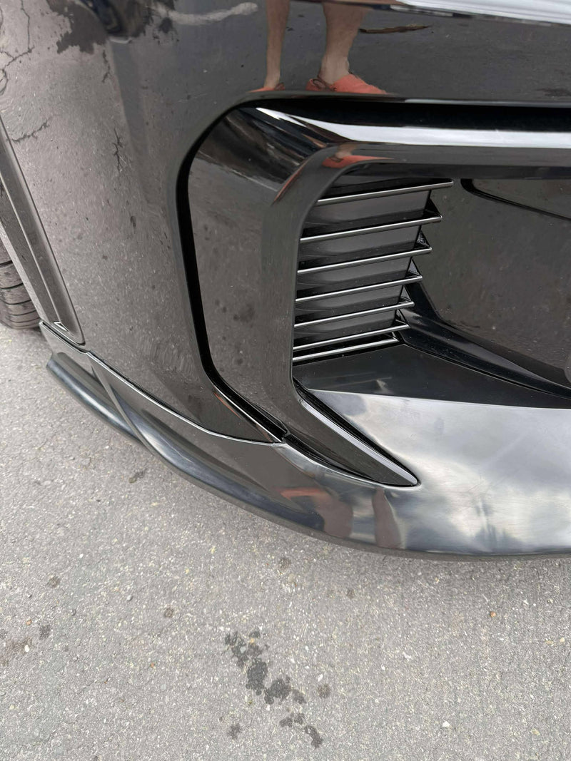 Load image into Gallery viewer, Gloss black front lip spoiler for 2025+ Toyota GR Corolla (E210 Kouki) installed on front bumper.