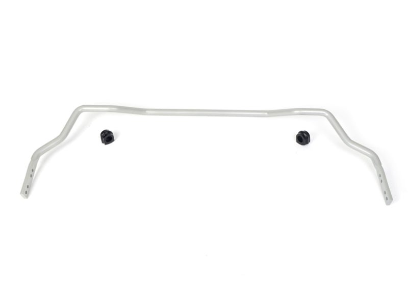 ギャラリービューアに画像をロードする, Whiteline 24mm adjustable silver front sway bar for R33 Nissan Skyline with two black bushings on white background.