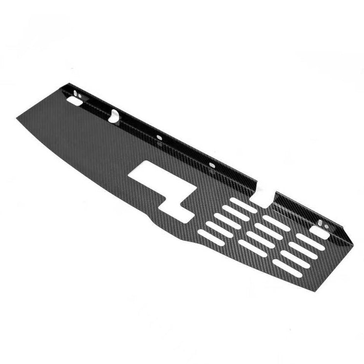 Load image into Gallery viewer, Glossy dry carbon fiber cooling panel for Nissan Skyline GTR R32, featuring slotted vents on a white background.