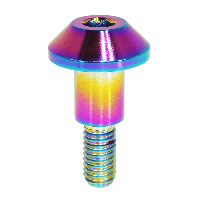 Cargue la imagen en el visor de la galería, ZSPEC titanium valve cover bolt for Nissan 350Z/G35 (VQ35 engines) with a vibrant, iridescent burnt-titanium finish.