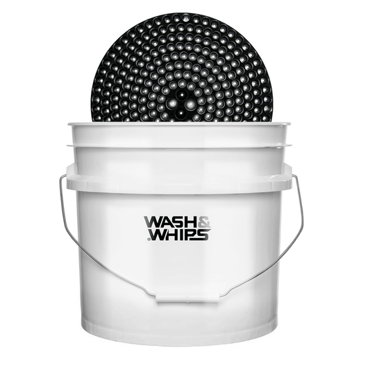 WASH&WHIPS Chenille Premium Scratch-Free Microfiber Lint-Free Blue Wash Mitt 8" x 10"in & Black Pitstop Particle Interceptor