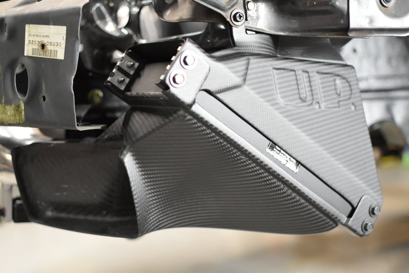 Load image into Gallery viewer, U.P.G. oil cooler with carbon fiber ducting for R32 GTR, shown in clean, pre-installed condition.