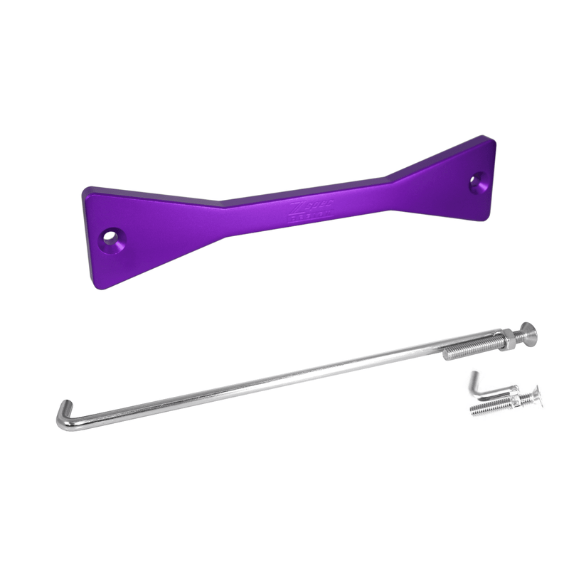 ギャラリービューアに画像をロードする, Purple billet ZSPEC battery hold down for '23+ Nissan Z RZ34, including stainless steel hardware.
