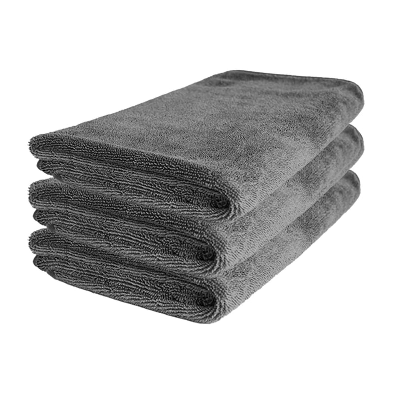 ギャラリービューアに画像をロードする, Stack of three premium grey microfiber car cleaning cloths, suitable for detailing all car models.