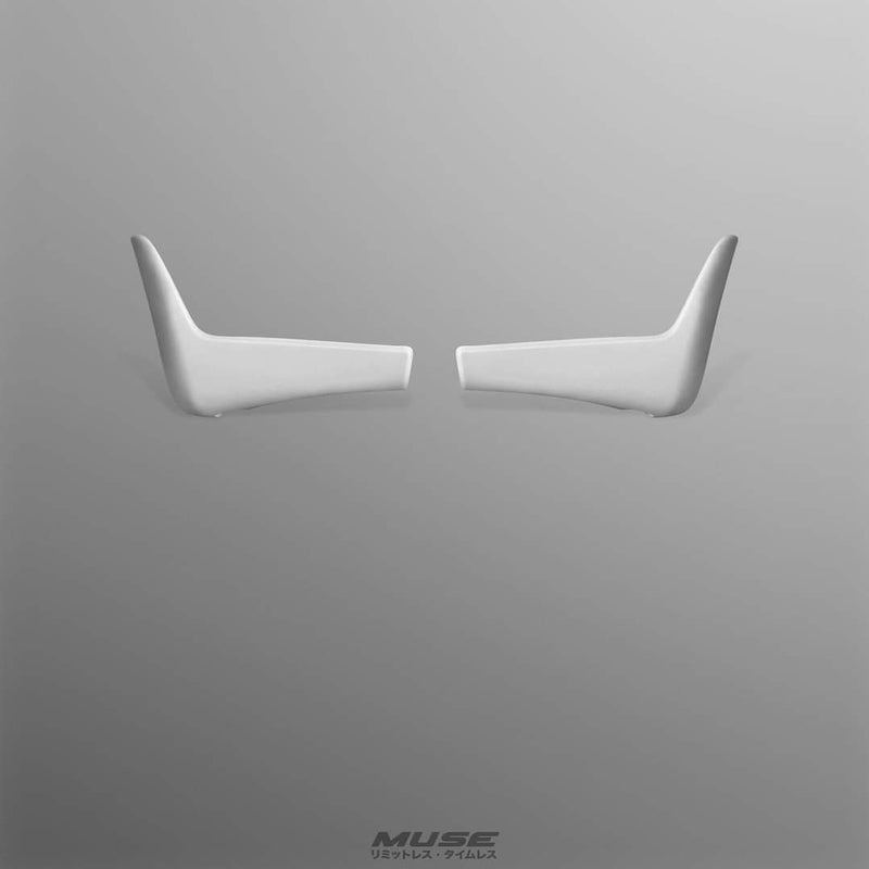 ギャラリービューアに画像をロードする, White N1 Type rear mud guards for Nissan Skyline R32 BNR32, studio view of the pair.