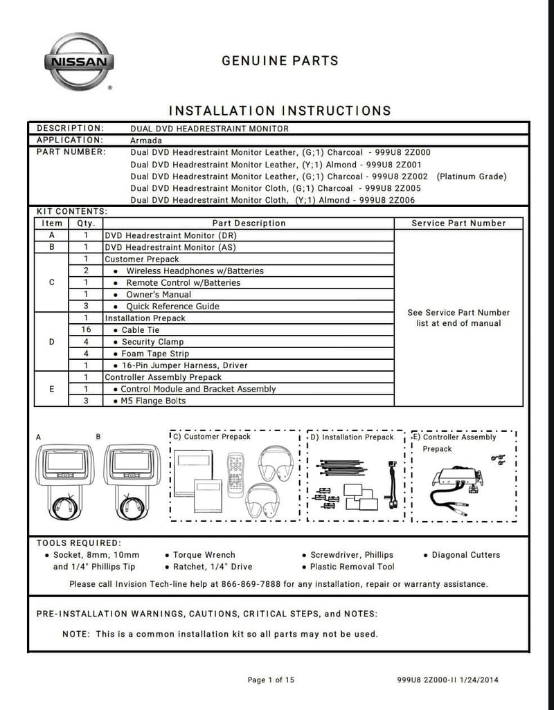 Load image into Gallery viewer, Nissan Armada 13-15 MY Entertainment HDVD Set USA/CAN Leather Charcoal (DISCONTINUED) - NizmoPartsPlug
