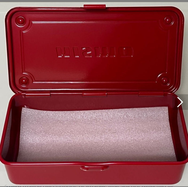 Load image into Gallery viewer, Authentic Nismo steel storage box in glossy red. Open lid with embossed Nismo logo; mint condition with foam liner.