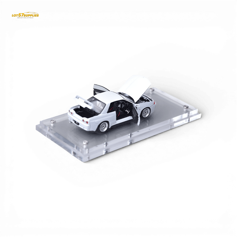 Load image into Gallery viewer, White 1:64 scale Focal Horizon Nissan Skyline GT-R R32 Nismo S-Tune model with opening doors, hood, and trunk.