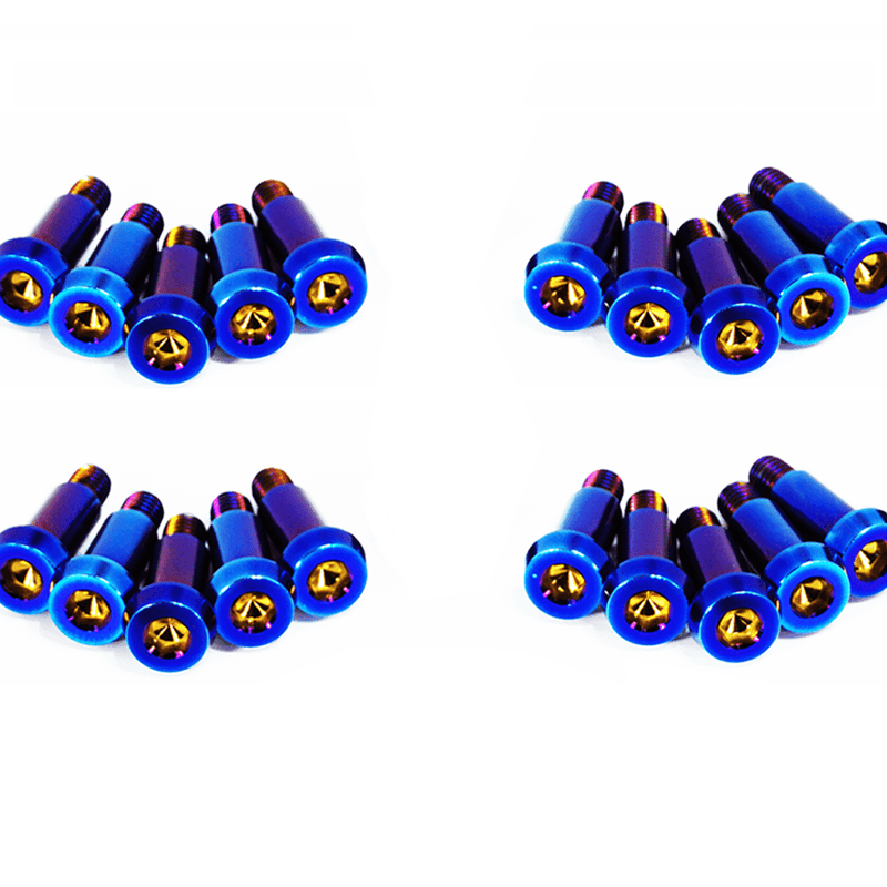 Load image into Gallery viewer, ZSPEC titanium shoulder-bolt timing cover fasteners for '84-89 Nissan 300ZX Z31, featuring a blue burnt finish.
