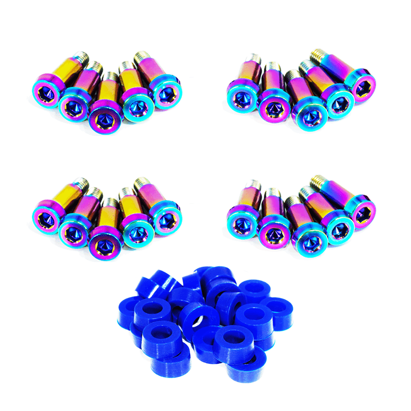 Load image into Gallery viewer, ZSPEC titanium shoulder-bolt timing cover fastener kit for '84-89 Nissan 300ZX Z31, featuring blue-purple finish.