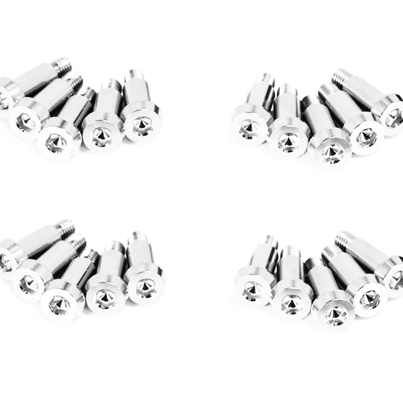 Load image into Gallery viewer, ZSPEC titanium shoulder-bolt timing cover fastener kit for '84-'89 Nissan 300ZX (Z31). Four sets of silver hex bolts.
