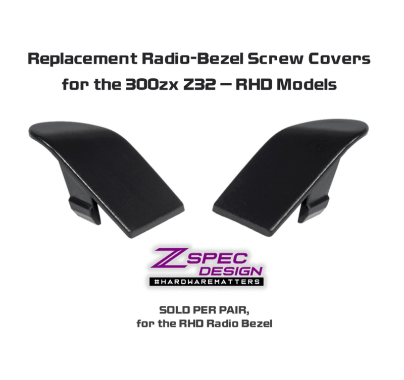 Load image into Gallery viewer, Pair of black ZSPEC radio bezel top screw covers for RHD Nissan 300zx Z32 ('90-96).