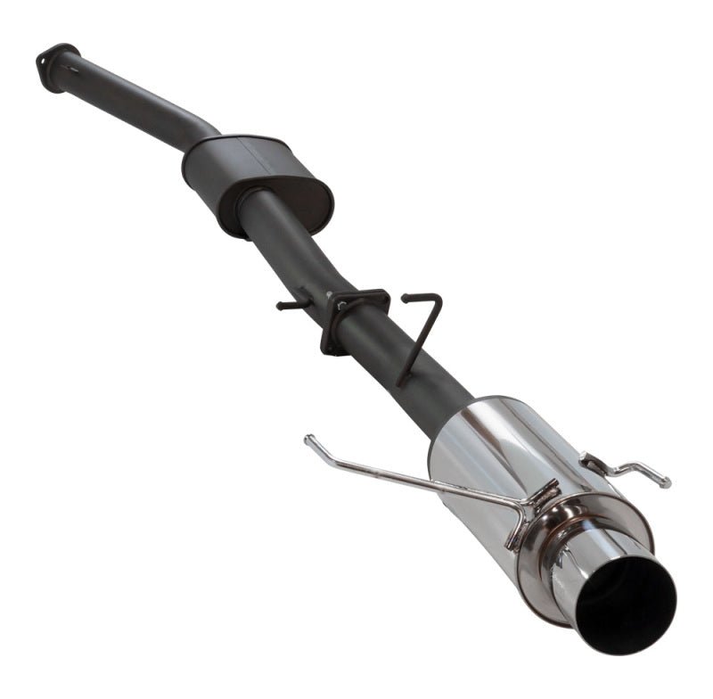 Load image into Gallery viewer, HKS High Power exhaust system for Nissan S14, featuring a matte black mid-pipe and polished chrome muffler tip.