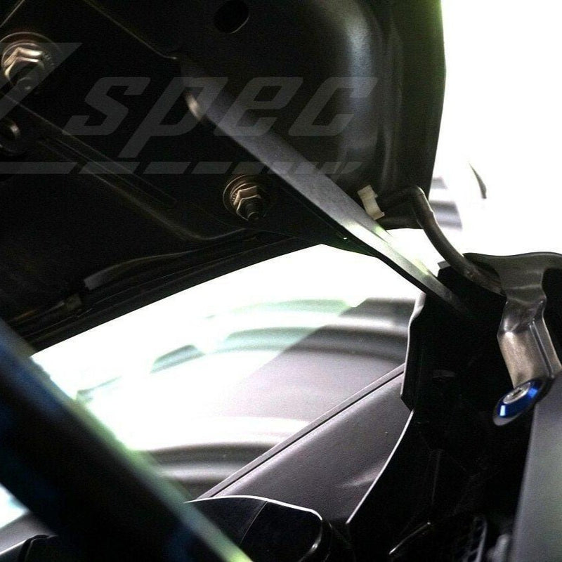 ギャラリービューアに画像をロードする, ZSPEC Stage-3 stainless fastener kit installed on an Infiniti Q50/Q60 engine bay with blue billet washers.