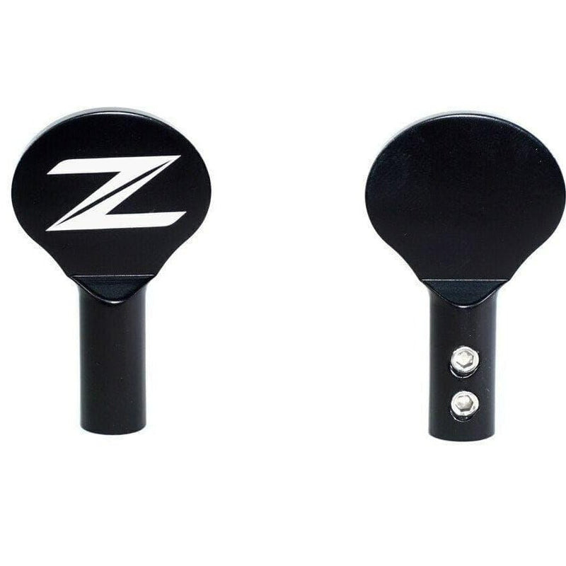 Load image into Gallery viewer, Black billet aluminum dipstick handle for Nissan 370z Z34, featuring white Z logo and hex mounting screws.