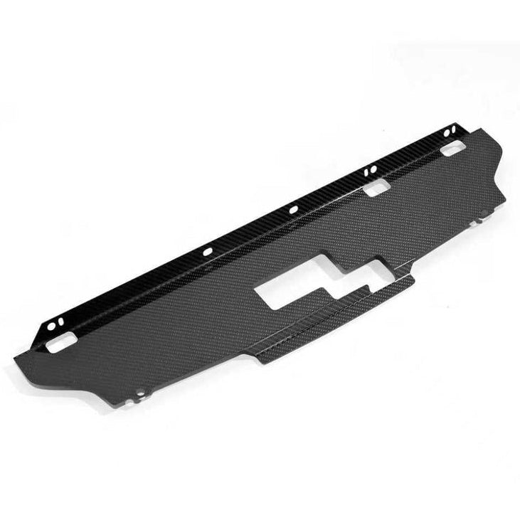 Load image into Gallery viewer, Dry carbon cooling panel for Nissan Skyline GTR, featuring a glossy black carbon fiber weave pattern on a white background.