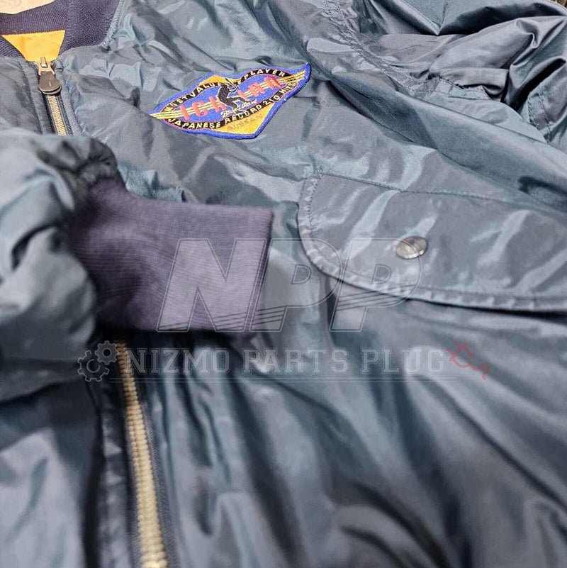 Load image into Gallery viewer, AuthenticWear Japan Nissan Rare Ichiro Baseball MA-1 210 hits Jacket Size-L - NizmoPartsPlug