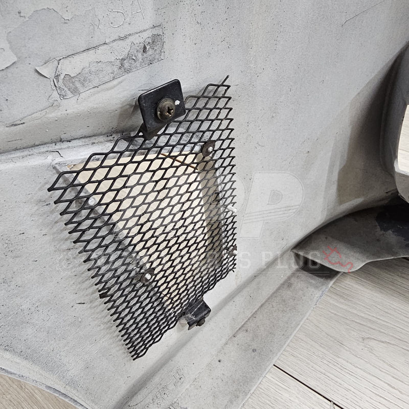 Load image into Gallery viewer, Pre-owned Nissan S15 Silvia Spec-R aero front bumper detail, showing installed black wire mesh grille insert.