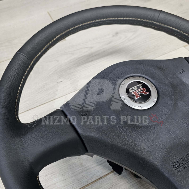 Load image into Gallery viewer, Nissan R34 Skyline GTR Nürburgring Leather Steering Wheel Combination Set - NizmoPartsPlug