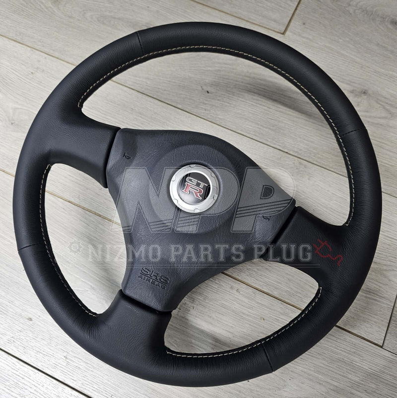 Load image into Gallery viewer, Nissan R34 Skyline GTR Nürburgring Leather Steering Wheel Combination Set - NizmoPartsPlug