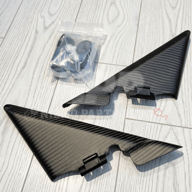 Load image into Gallery viewer, New dry carbon inner mirror cover set for R34 Skyline, includes mounting hardware.