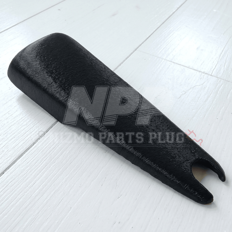 Load image into Gallery viewer, Black interior rear-view mirror cover for Nissan Skyline R32, R33, and R34 with a textured finish.