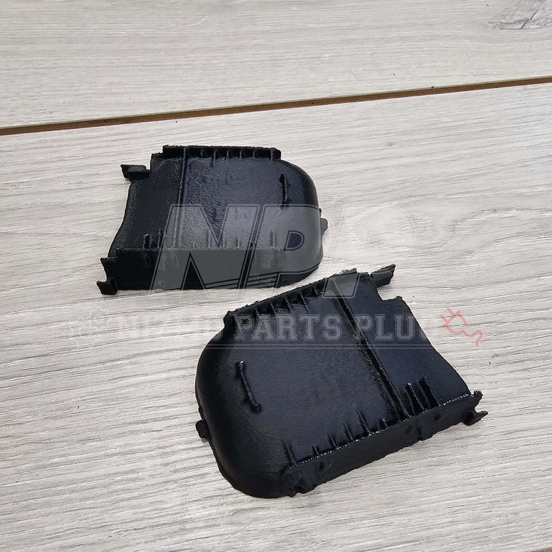 Load image into Gallery viewer, Set of two black, 3D-printed Mīrai Mamōru interior door handle covers for R34 Skyline.