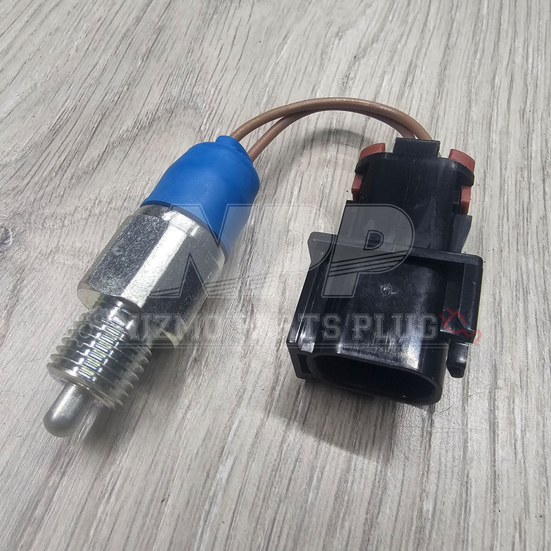 ギャラリービューアに画像をロードする, Neutral safety switch for Nissan R34, S14, S15 with metal sensor, blue boot, and black electrical connector.