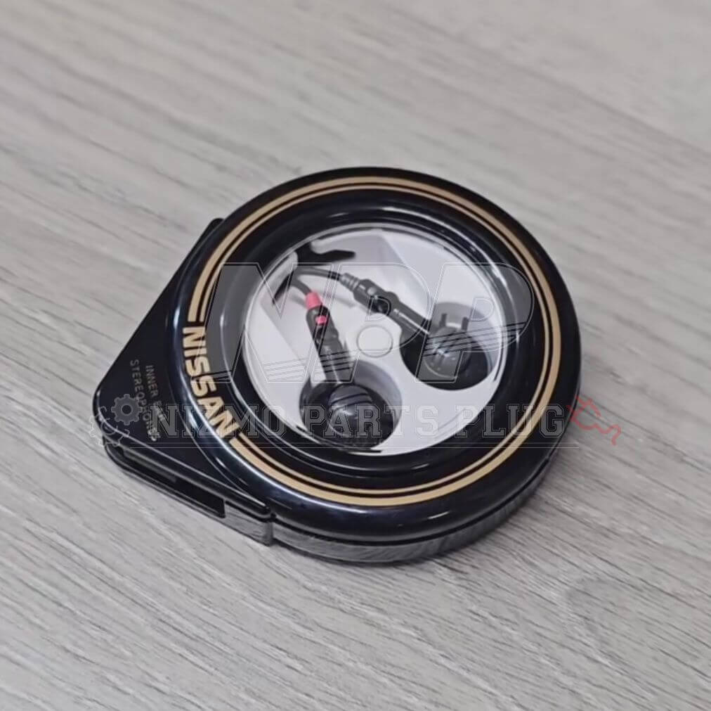 AuthenticWear Japan Nissan Stereo Earphones with Retractable Case Black Earphones - NizmoPartsPlug