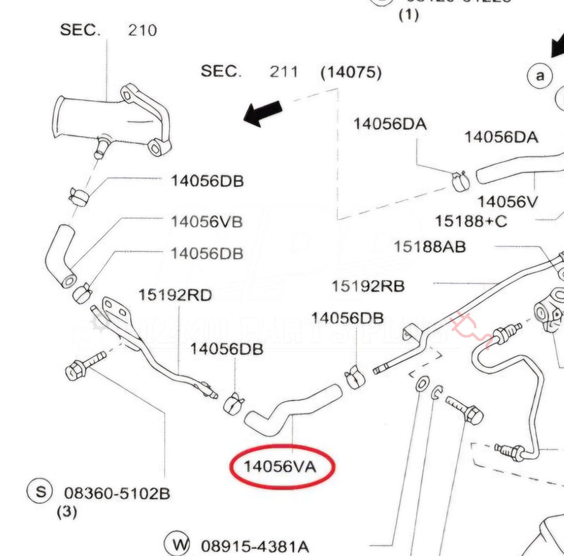 Load image into Gallery viewer, Nissan R34 GTR Upper Turbo Water Outlet Hose B - NizmoPartsPlug