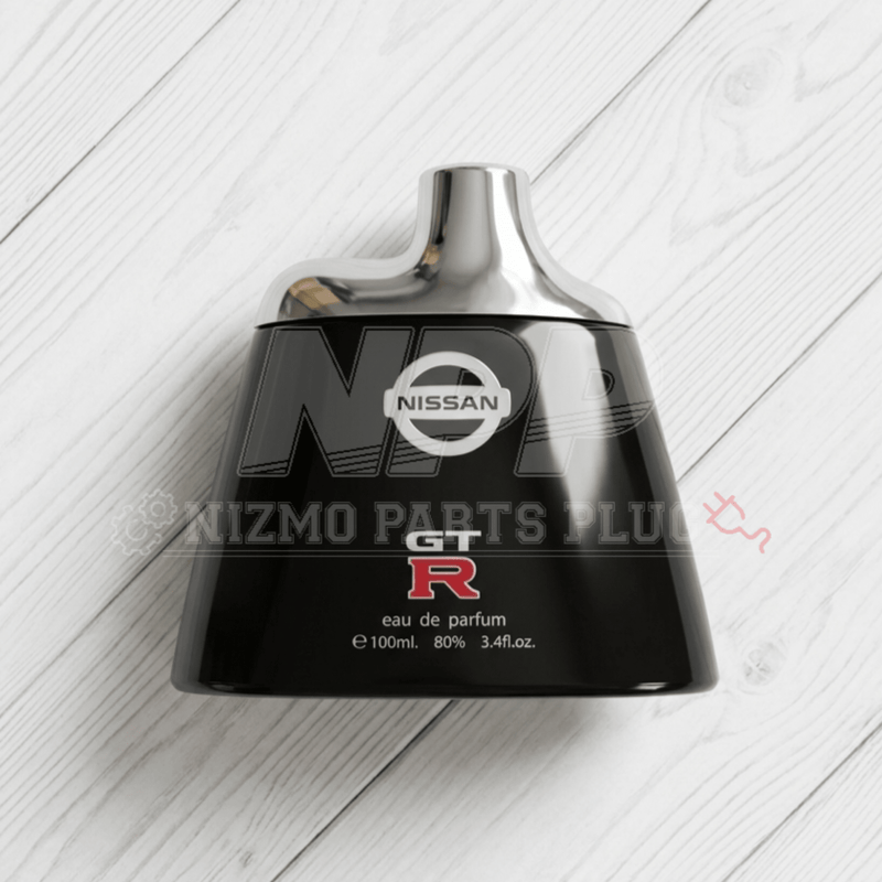 Load image into Gallery viewer, Nissan GT-R branded black eau de parfum cologne bottle with a silver cap, featuring the GT-R logo on a white background.