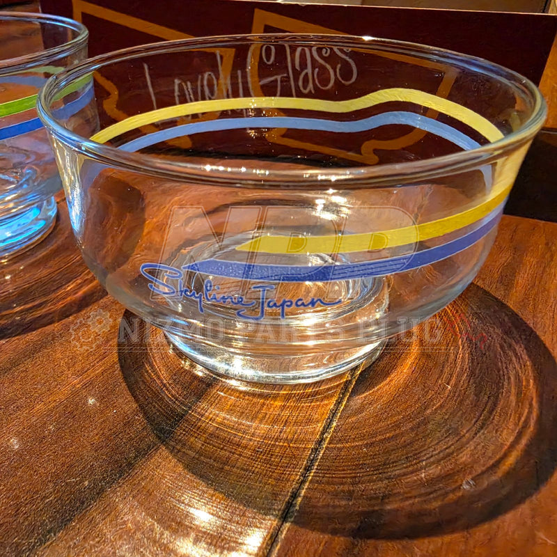 Load image into Gallery viewer, Rare Vintage Nissan Prince "Skyline Japan" Glass Bowl Set (C210 Era Dealership Novelty) - NizmoPartsPlug